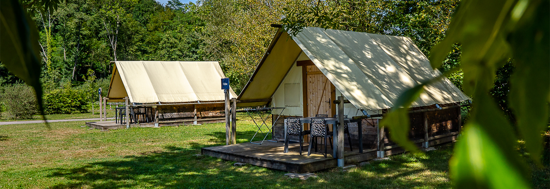 Atypical tents for rent at the Campsite Les Ballastières in the Burgundy-Franche-Comté region