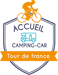 Der Campingplatz Les Ballastières in Burgund-Franche-Comté empfängt Wohnmobile während der Radtour de France