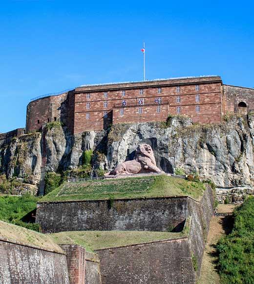 Lion of Bartholdi in Belfort, to discover during your stay at the Campsite Les Ballastières, in the Southern Vosges
