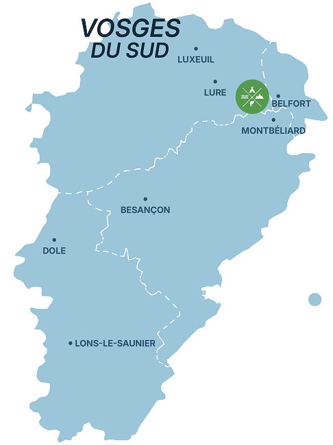 Carte des Vosges du Sud en France.